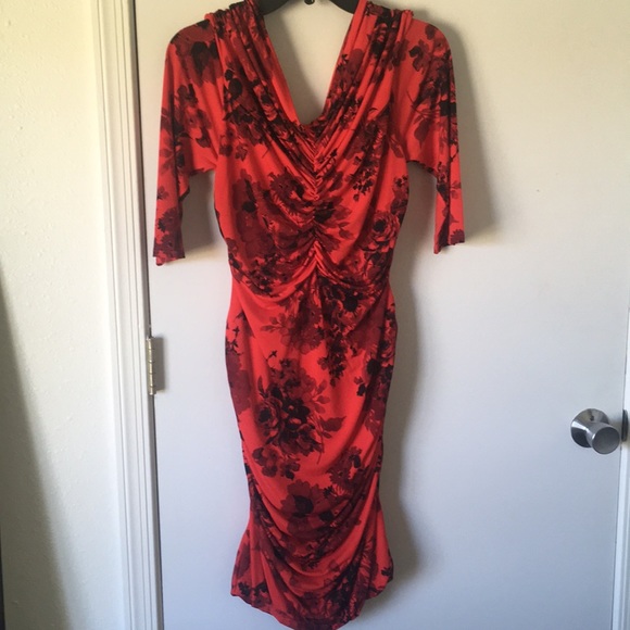 Ruched Venus stretch dress NWOT poppy red - Picture 5 of 8